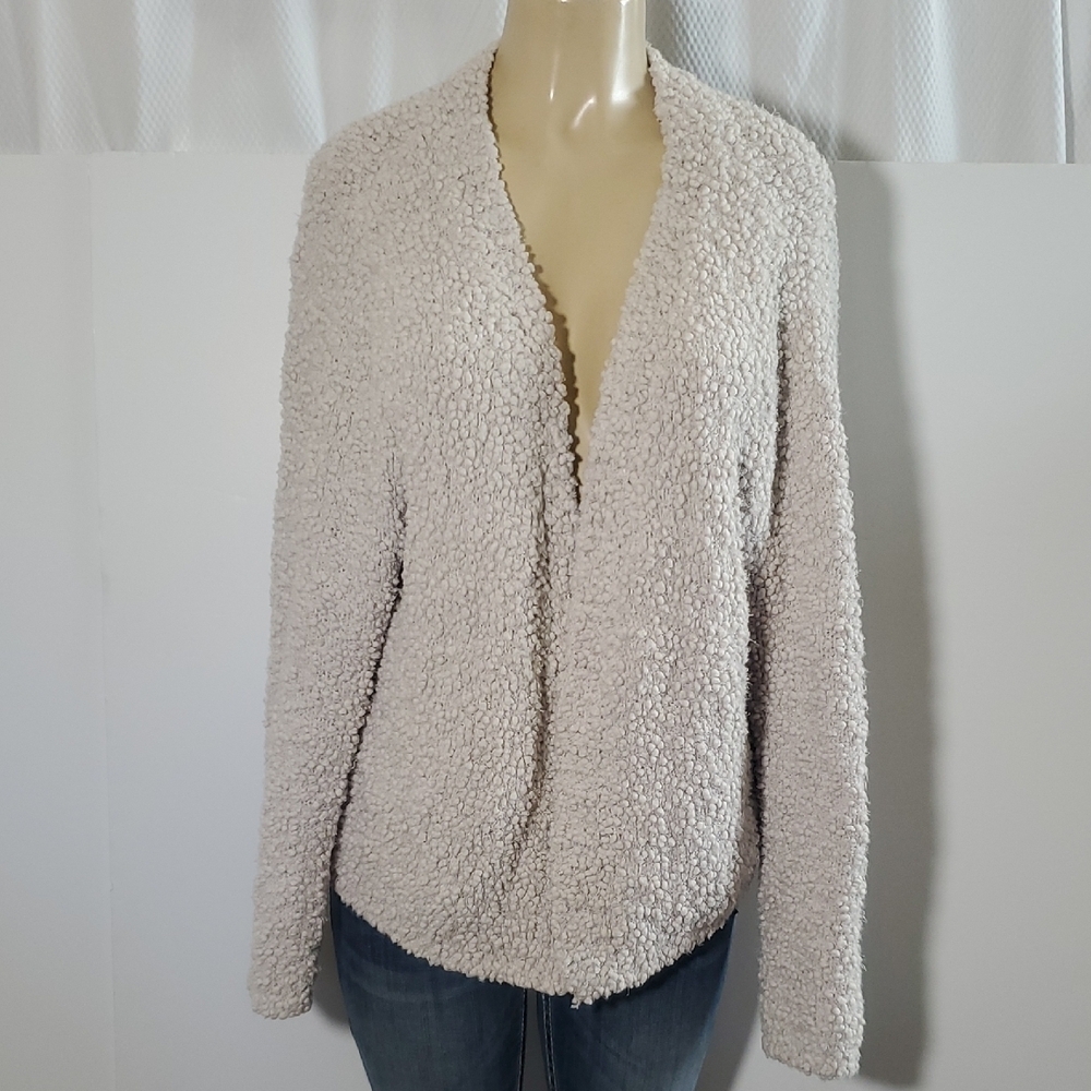 Barefoot Dreams Textured Open Front Cardigan Cream Size M